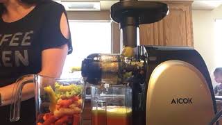 Aicok slow masticating juicer how to and review  slow masticating juicer [upl. by Kcam]