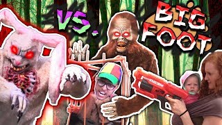 FINDING BIGFOOT VS MEAN BUNNY CAUGHTCHASE w NERF [upl. by Philo]