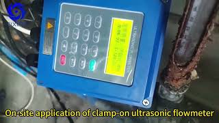 CIXIFM clamp on ultrasonic flow meter on site application flowmeter flowmeters waterflowmeter [upl. by Aleil]