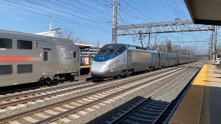 Amtrak Acela Express Trains  150 MPH Through Princeton Junction NJ 3424 [upl. by Aeslehc]