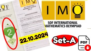 SOF IMO Class 2 Set A 202425 Question Paper SOF International MathsOlympiad Solved Paperimoclass2 [upl. by Nessaj]