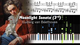 Beethoven  Moonlight Sonata 3rd Movement  Piano Tutorial with Sheet Music [upl. by Ahseekan364]