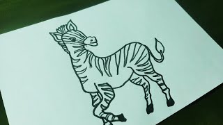 Zebra 🦓  Zebra drawing  simple way to draw a zebra  Zebra art  black and white Zebra drawing [upl. by Christiano]