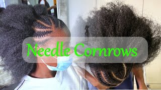 Needle Cornrows plus Crochet on Short natural Hair [upl. by Elleinaj]