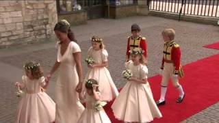 Bridesmaids and page boys arrive at Westminster Abbey [upl. by Narib]