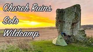 Solo camping in Church ruins  stealth camp bikepacking adventure 155 [upl. by Odama]