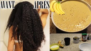 Recette naturel maison à la banane pour cheveux secs et cassants [upl. by Nobe]