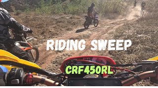 Crf450rl  Ridjng Sweep Behind a Group Following Up Double Track Then Rutted Hill dualsportlife [upl. by Lalat285]