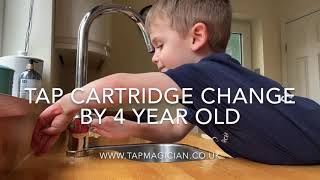 How to stop your tap dripping Replacing cartridges Repair tap done by a 4 year oldtapmagician​ [upl. by Lessig]