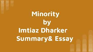 Minority by Imtiaz Dharker summary and essay South Asian Literature [upl. by Spiros]