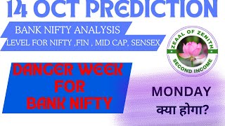 TOMORROW 14 OCT PREDICTION NIFTY BANK NIFTYMID CAP FIN  SENSEX [upl. by Louella]