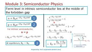 Fermi level in intrinsic semiconductor at the middle of the forbidden gap proof [upl. by Cook717]