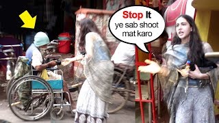 Sara Ali Khan SHOUTS On Media For Filming Her While HELPING Poor People Outside Temple In Mumbai [upl. by Gladdy]