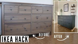 EXTREME IKEA HACK  DRESSER MAKEOVER  HOW TO UPDATE FURNITURE WITH CHALK PAINT AND NEW HARDWARE [upl. by Debbra67]