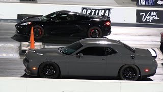 C8 Corvette vs Dodge Challenger  drag racing [upl. by Anum702]