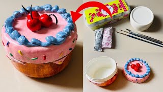 🍰 Transform Plastic Boxes into Adorable Cake Decor 🎨✨  Fun Craft Project [upl. by Ahsiad973]