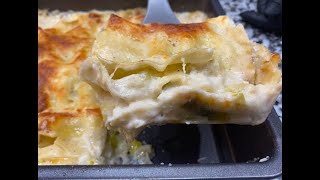 VEGETARIANTRADITIONAL LEEK LASAGNA WITH THREE CHEESE AND ALMOND [upl. by Laaspere836]