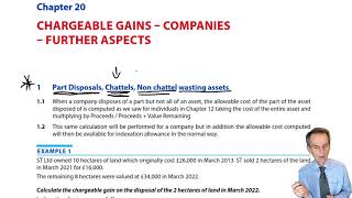 Part disposals chattels non chattel wasting assets – ACCA Taxation TXUK lectures [upl. by O'Rourke]