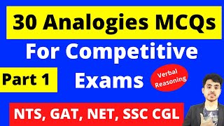 Analogies MCQs  Verbal Reasoning Analogies Tricks For NTS and All Competitive Exams Part 1 [upl. by Ahsenrat]