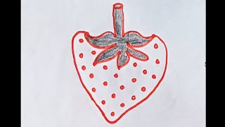 Very Easy Strawberry Drawing  Best Strawberry Drawing [upl. by Tacy]