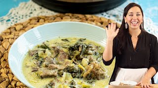 Greek Lamb amp Greens Stew in the Instant Pot Arnaki Fricassee [upl. by Navanod]