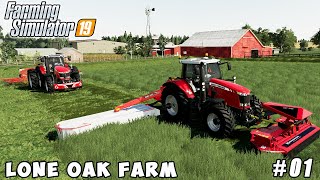 Making and selling silage bales from grass  Lone Oak Farm  Farming simulator 19  Timelapse 01 [upl. by Elayor635]