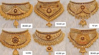 Latest Gold CHOKER Necklace With Weight And Price  Bridal Choker Necklace Designs [upl. by Nomit692]