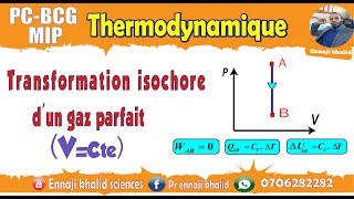 Transformation isochore travail W chaleur Q et énergie interne U [upl. by Cleasta]