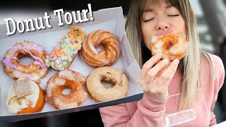 Donut Tour MUKBANG Part 1 Old Fashioned Cake French Cruller and St Paddys Day Themed Donuts [upl. by Ressan]