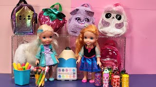 Back to school shopping  Elsa amp Anna toddlers  Barbie dolls  backpack  lunch bag supplies [upl. by Esnahc]