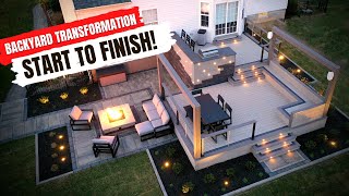 EPIC Modern Backyard MAKEOVER  Deck and Patio Build Time Lapse [upl. by Ynnor185]