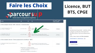 Comment faire les choix sur parcoursup  Choix en Licence BTS CPGE BUT Formuler ses vœux [upl. by Ecirp]