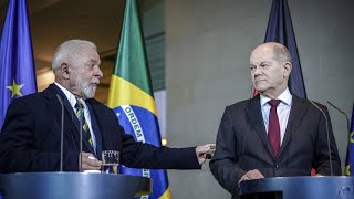 Leaders of Germany and Brazil urge finalisation of EUMercosur trade pact [upl. by Enajharas]