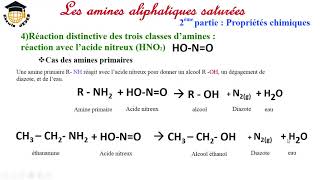 3éme les amines aliphatiques saturé  partie 2 propriétés chimiques [upl. by Nahsab663]