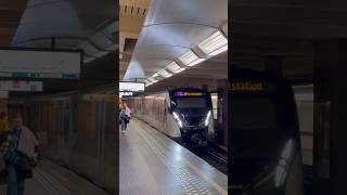 Brussels METRO 🇧🇪  CAF M7 train at Montgomery station [upl. by Nahtanoy]