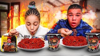 Cali VS Big Brother Spicy Noodle Challenge [upl. by Auqenahs]