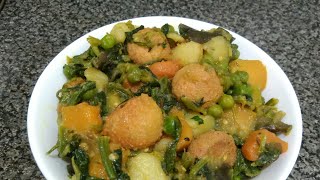 Bori diye Palong shak er torkari  Bengali Style Spinach with mixed vegetable [upl. by Nauqat]