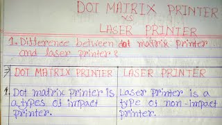 Dot matrix printer vs laser printer in hindidifference between dot matrix printer and laser printer [upl. by Occer]