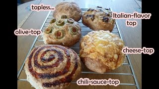 Easy No Knead Cheese Bread Rolls  and other toppings [upl. by Etnoled]