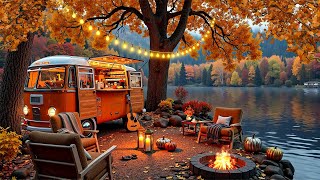 Mild Jazz Guitar Music for Peace Mood 🍂 Unwind Lakeside Ambience  Enjoy Beautiful Scenery [upl. by Ellehcan]