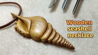 Hand Carved Wooden Seashell Necklace [upl. by Nivlen]