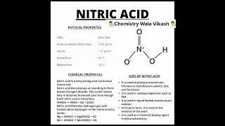 Nitric Acid  नाइट्रिक अम्ल   physical and chemical properties of nitric acid Uses of nitric acid [upl. by Eiggep]