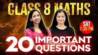 Class 8 Maths Public Exam  20 Important Questions  Exam Winner Class 8 [upl. by Dunson]