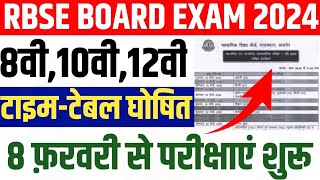 Rajasthan Board Exam Time Table 2024  RBSE 10th12th Class Time Table 2024  फ़रवरी से परीक्षाएं [upl. by Maze699]