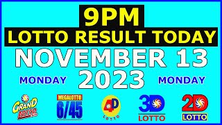 9pm Lotto Result Today November 13 2023 Monday [upl. by Fita]