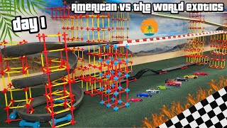 DIECAST CARS RACING TOURNAMENT  AMERICAN VS WORLD EXOTIC CARS 1 [upl. by Acined]