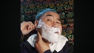 Face Shave with a Kamisori Straight Razor manufactured by unknown company [upl. by Fleece651]