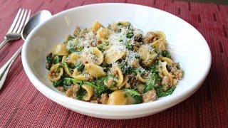 “One Pan” Orecchiette Pasta with Sausage and Arugula  How to Cook Pasta amp Sauce in One Pan [upl. by Loralie222]