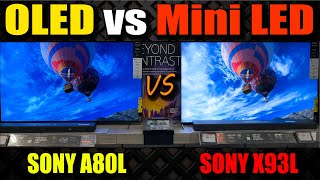 Sony X93L vs Sony A80L  Sony X93L Review  Sony A80L Review  Sony Mini LED Tv 2023  A80L Specs [upl. by Ahcila]