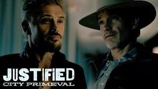 Justified City Primeval  Raylan amp Mansell FACE OFF [upl. by Aneeuqahs891]